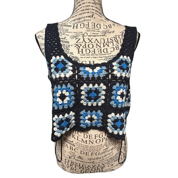 Sincerely Jules Crochet Crop Top Women Sm Boho Granny‎ Squares Cottagecore Fairy - Picture 1 of 10